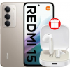 Телефон Xiaomi Redmi 15 4G 8GB/256GB международная версия (титановый) + наушники Xiaomi Redmi Buds 6 Active M2344E1 (белый) по акции