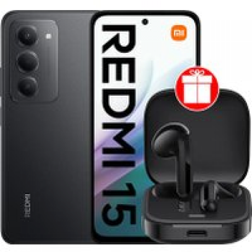 Телефон Xiaomi Redmi 15 4G 6GB/128GB международная версия (черный) + наушники Xiaomi Redmi Buds 6 Active M2344E1 (черный) по акции